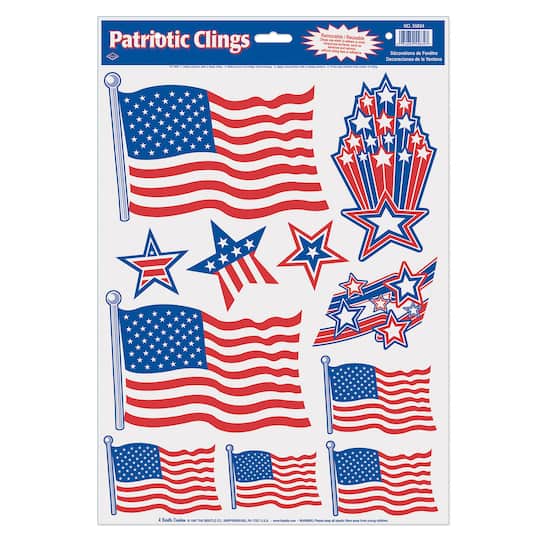 Beistle Patriotic Cling Sheets, 3ct.